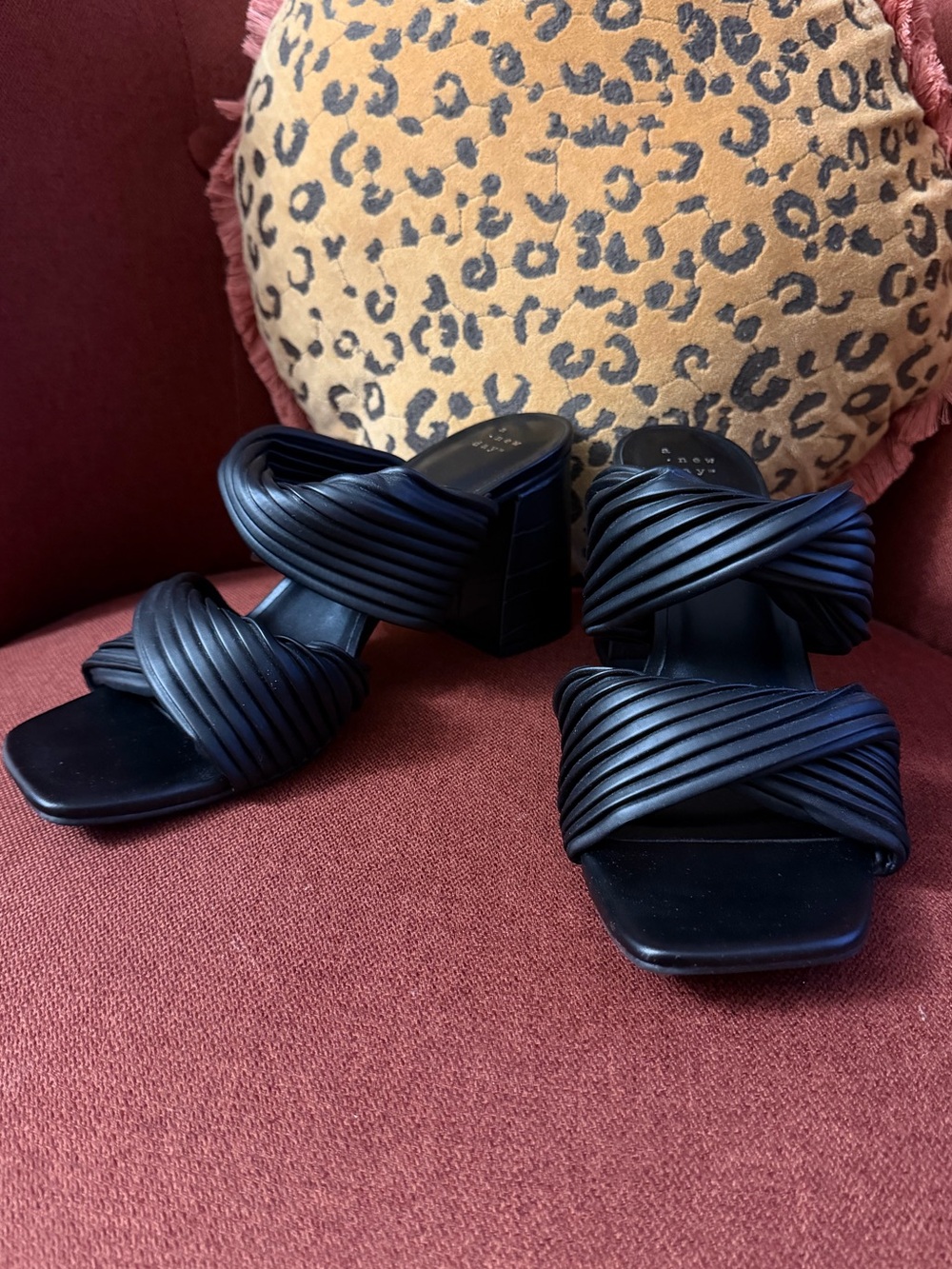 A New Day Heeled Black Jessa Mule Heels, Women’s Size 11